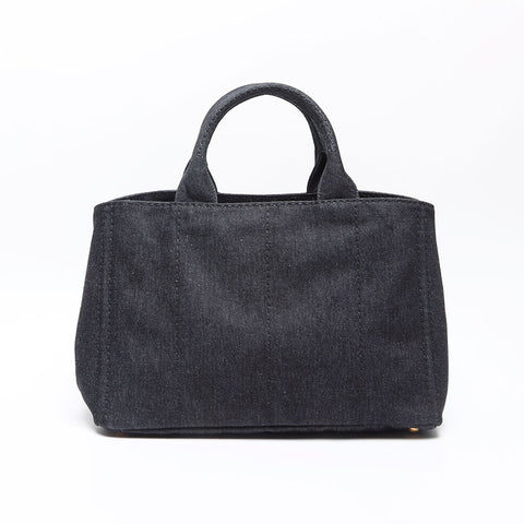 PRADA Canapa Denim Dark Navy 1BG642 Shoulder Bag black WS13347