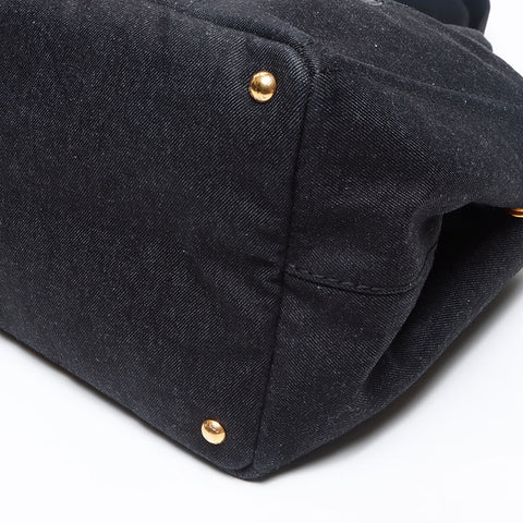 PRADA Canapa Denim Dark Navy 1BG642 Shoulder Bag black WS13347