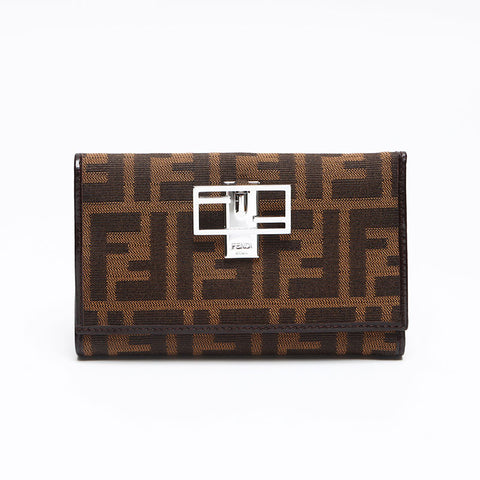 FENDI Portefeuille à trois volets en toile Zucca Marron WS13352