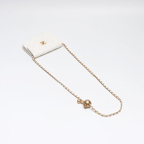 シャネル CHANEL マトラッセ ターンロック チェーンウォレット ショルダーバッグ ホワイト WS13353