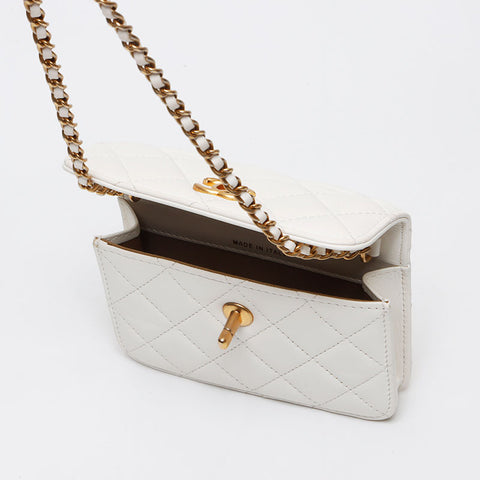 シャネル CHANEL マトラッセ ターンロック チェーンウォレット ショルダーバッグ ホワイト WS13353