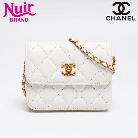 シャネル CHANEL マトラッセ ターンロック チェーンウォレット ショルダーバッグ ホワイト WS13353