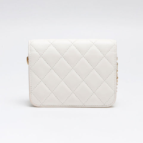 シャネル CHANEL マトラッセ ターンロック チェーンウォレット ショルダーバッグ ホワイト WS13353