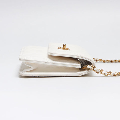 シャネル CHANEL マトラッセ ターンロック チェーンウォレット ショルダーバッグ ホワイト WS13353