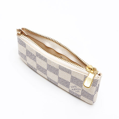 LOUIS VUITTON Damier Azur Pochette Cle N62659 Coin case white WS13360