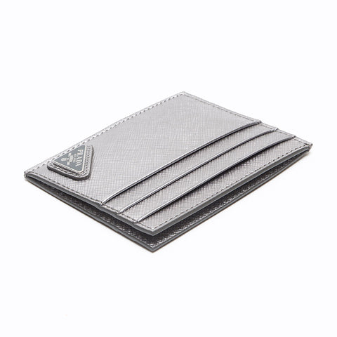 プラダ PRADA サフィアーノ 三角ロゴ カードケース シルバー WS13366