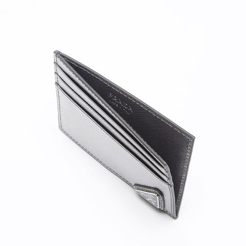 プラダ PRADA サフィアーノ 三角ロゴ カードケース シルバー WS13366