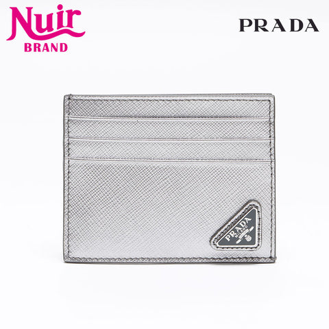 プラダ PRADA サフィアーノ 三角ロゴ カードケース シルバー WS13366