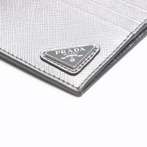 プラダ PRADA サフィアーノ 三角ロゴ カードケース シルバー WS13366