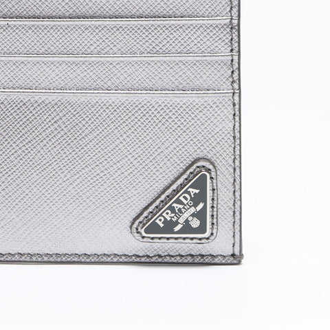 プラダ PRADA サフィアーノ 三角ロゴ カードケース シルバー WS13366
