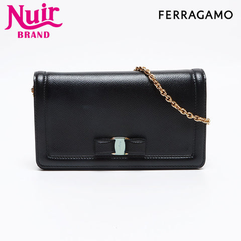 Salvatore Ferragamo Vara Chain Wallet Shoulder Bag black WS13368