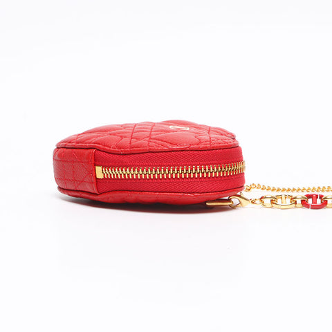 クリスチャンディオール Christian Dior アムール カロ ハート ミニ ポシェット チェーン ショルダーバッグ レッド WS13373