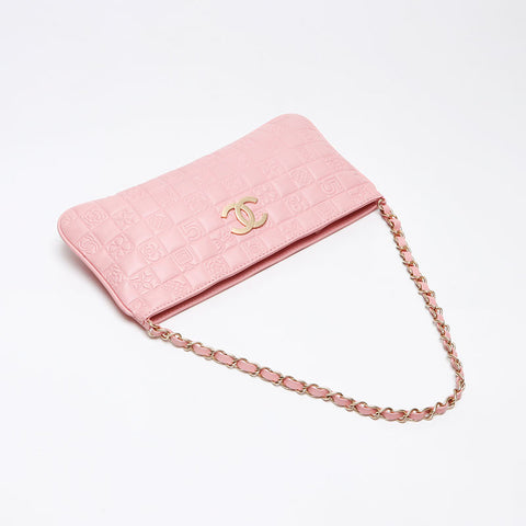 CHANEL Icon Line Chocolate Bar Chain Shoulder Bag pink WS13378