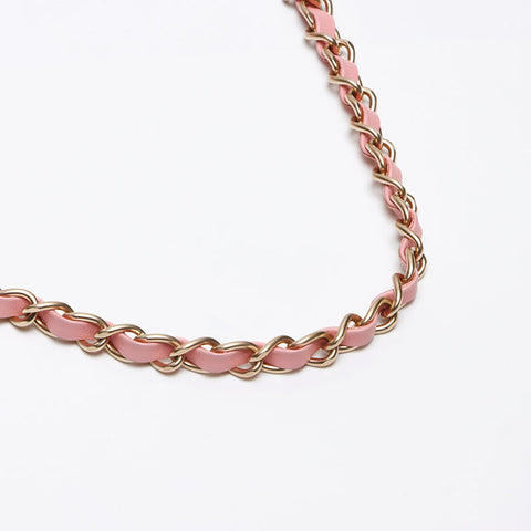 CHANEL Icon Line Chocolate Bar Chain Shoulder Bag pink WS13378