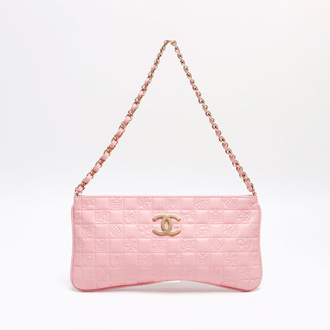 CHANEL Icon Line Chocolate Bar Chain Shoulder Bag pink WS13378