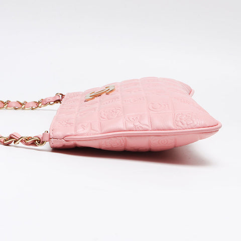 CHANEL Icon Line Chocolate Bar Chain Shoulder Bag pink WS13378