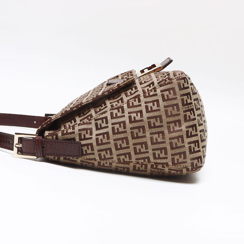 フェンディ FENDI ズッキーノ マンマバケット ハンドバッグ ベージュ ブラウン WS13380