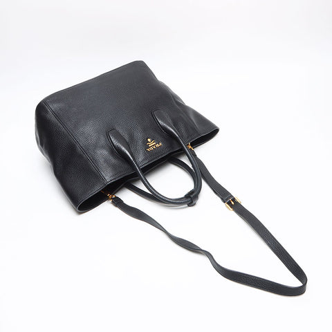 PRADA Vitero Dino 2way Shoulder Tote Bag black WS13389