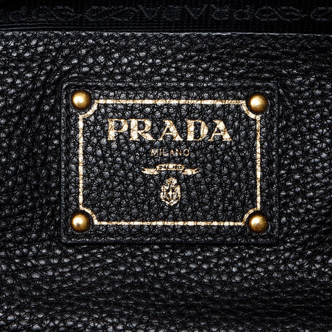 PRADA Vitero Dino 2way Shoulder Tote Bag black WS13389