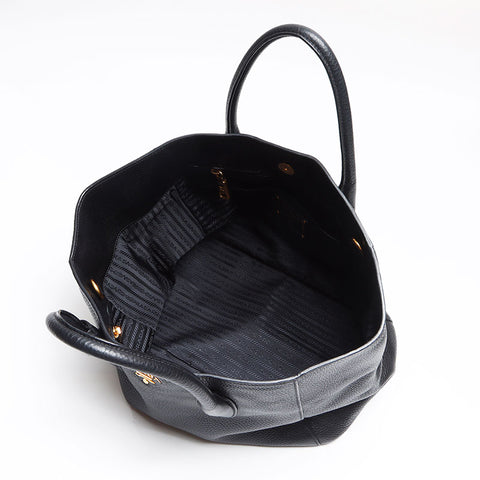 PRADA Vitero Dino 2way Shoulder Tote Bag black WS13389