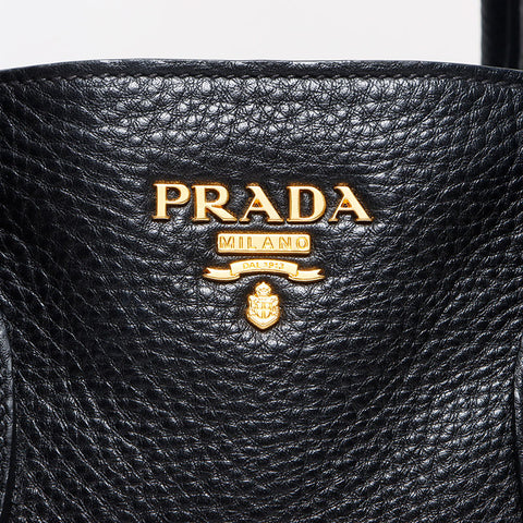 PRADA Vitero Dino 2way Shoulder Tote Bag black WS13389