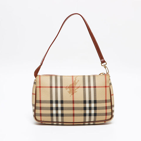 バーバリー BURBERRY ノバチェック アクセサリーポーチ ミニ PVC ハンドバッグ ベージュ WS13390