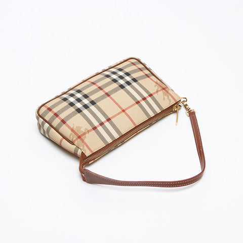バーバリー BURBERRY ノバチェック アクセサリーポーチ ミニ PVC ハンドバッグ ベージュ WS13390