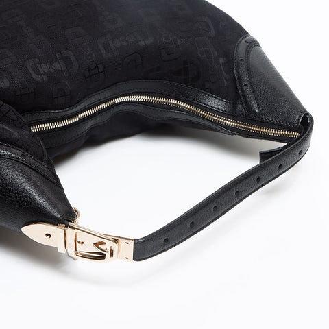 グッチ GUCCI キャンバス レザー ホースビット柄 145764 ショルダーバッグ ブラック WS13391