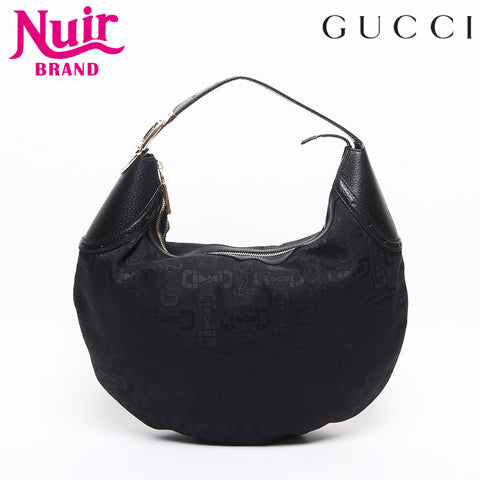 グッチ GUCCI キャンバス レザー ホースビット柄 145764 ショルダーバッグ ブラック WS13391