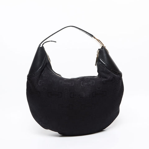 GUCCI Canvas Leather Horsebit Pattern 145764 Shoulder Bag black WS13391