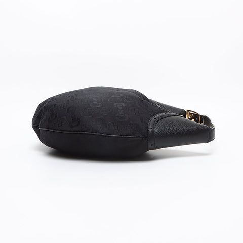 グッチ GUCCI キャンバス レザー ホースビット柄 145764 ショルダーバッグ ブラック WS13391