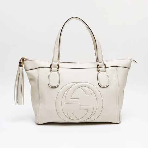 グッチ GUCCI ソーホー レザー トートバッグ ホワイト WS13393