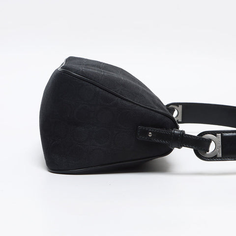 Salvatore Ferragamo Canvas Gancini Shoulder Bag black WS13395