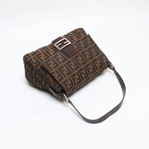 極美品 フェンディ FENDI ズッカ キャンバス マンマバケット ショルダーバッグ ブラウン WS13396
