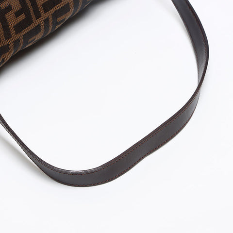 極美品 フェンディ FENDI ズッカ キャンバス マンマバケット ショルダーバッグ ブラウン WS13396