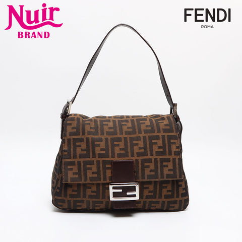極美品 フェンディ FENDI ズッカ キャンバス マンマバケット ショルダーバッグ ブラウン WS13396