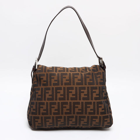 極美品 フェンディ FENDI ズッカ キャンバス マンマバケット ショルダーバッグ ブラウン WS13396
