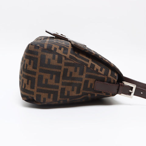 極美品 フェンディ FENDI ズッカ キャンバス マンマバケット ショルダーバッグ ブラウン WS13396