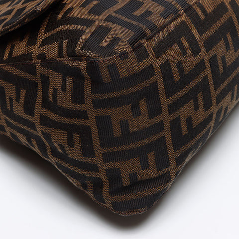 極美品 フェンディ FENDI ズッカ キャンバス マンマバケット ショルダーバッグ ブラウン WS13396