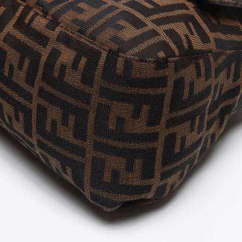 極美品 フェンディ FENDI ズッカ キャンバス マンマバケット ショルダーバッグ ブラウン WS13396