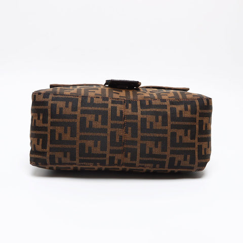 極美品 フェンディ FENDI ズッカ キャンバス マンマバケット ショルダーバッグ ブラウン WS13396