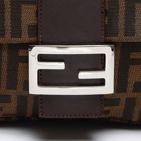 極美品 フェンディ FENDI ズッカ キャンバス マンマバケット ショルダーバッグ ブラウン WS13396