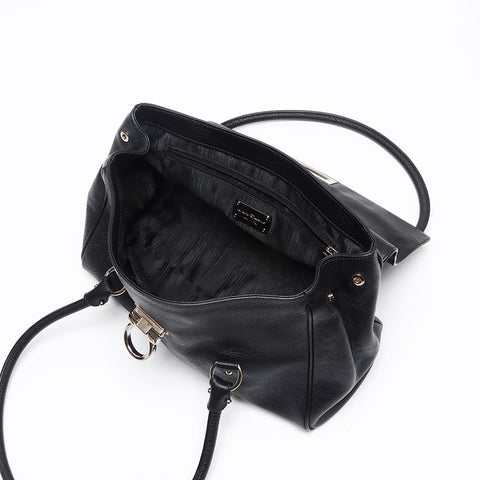 Salvatore Ferragamo Leather Gancini Shoulder Bag black WS13402
