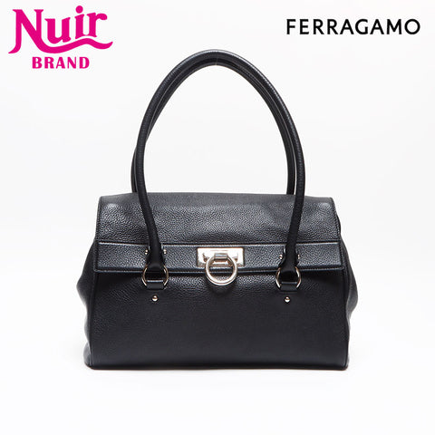 Salvatore Ferragamo Leather Gancini Shoulder Bag black WS13402
