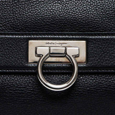 Salvatore Ferragamo Leather Gancini Shoulder Bag black WS13402