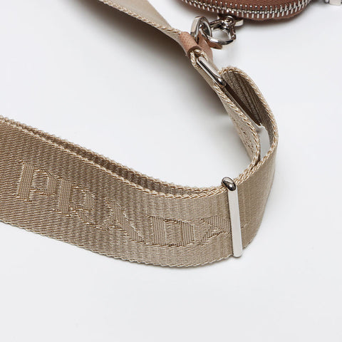 PRADA Medium Re-Nylon x Leather Top Handle Bag with Padlock 2way Shoulder Bag beige WS13404