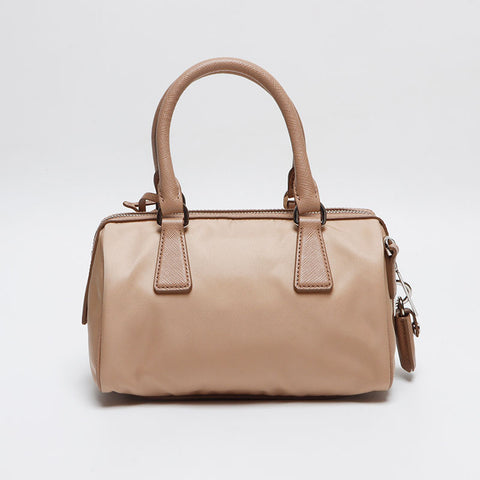 PRADA Medium Re-Nylon x Leather Top Handle Bag with Padlock 2way Shoulder Bag beige WS13404