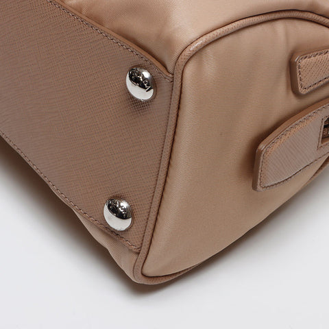 PRADA Medium Re-Nylon x Leather Top Handle Bag with Padlock 2way Shoulder Bag beige WS13404