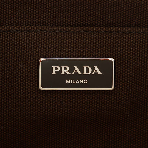 PRADA Studded Canapa M Canvas Tote Bag khaki WS13405