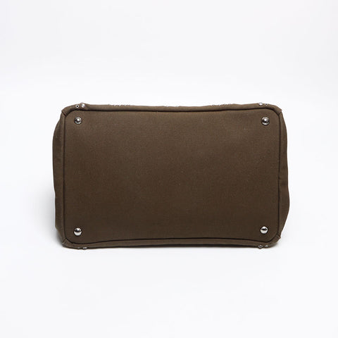 PRADA Studded Canapa M Canvas Tote Bag khaki WS13405